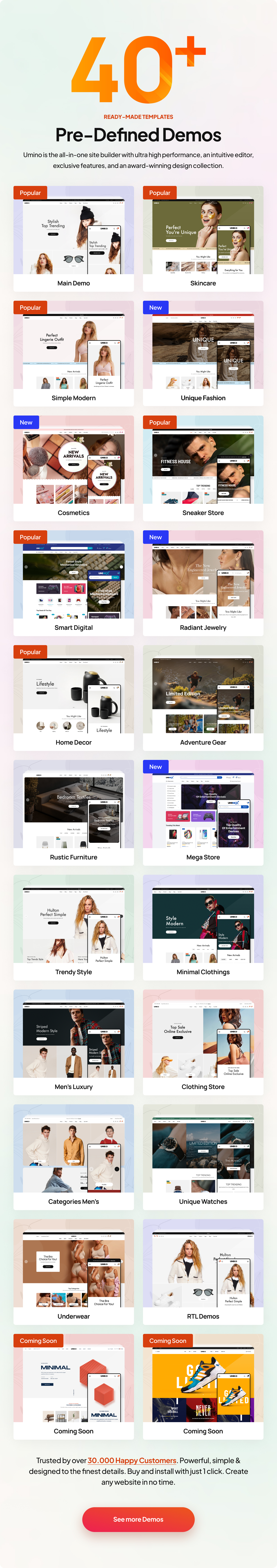 Homepage layouts