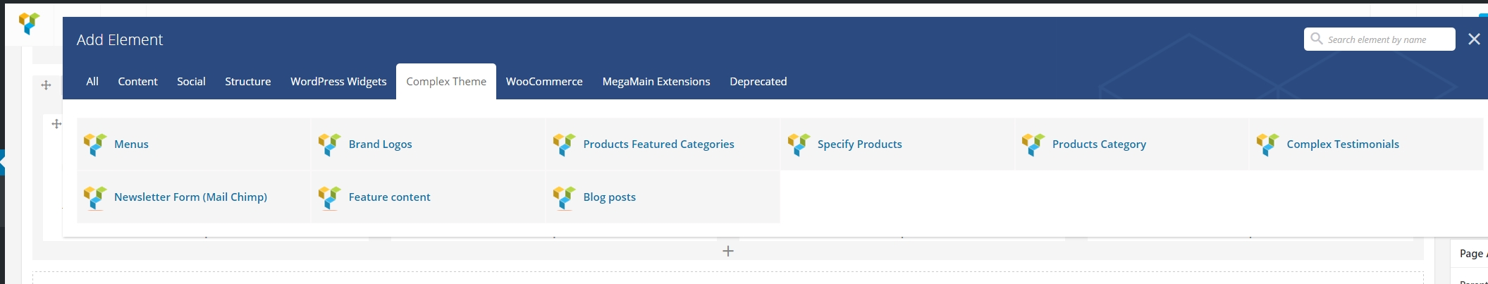 Visual Composer Elements List