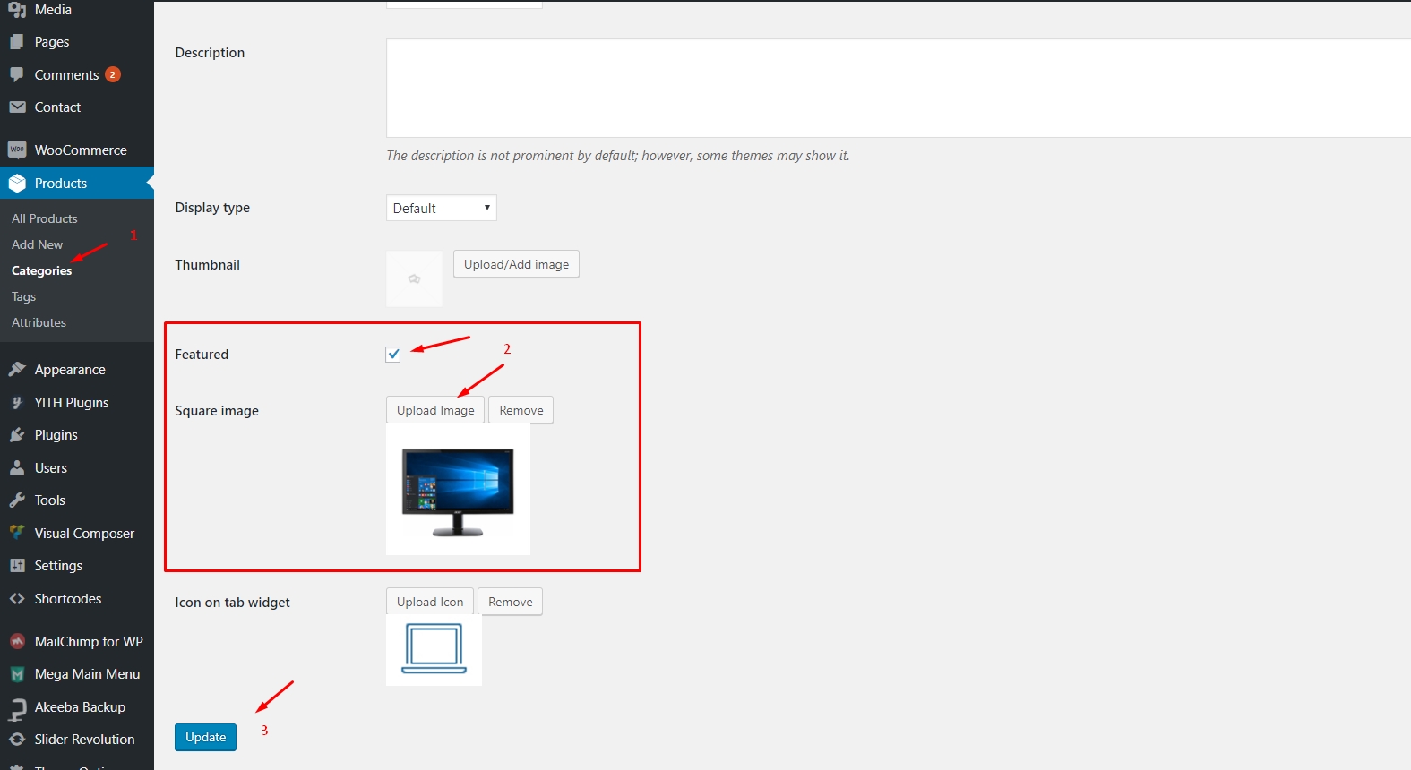 categories tab icons