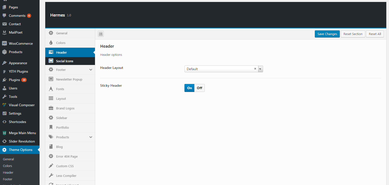 Header Layout