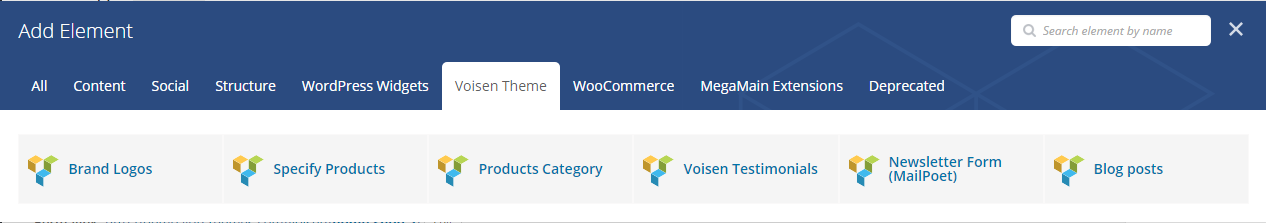 Visual Composer Elements List